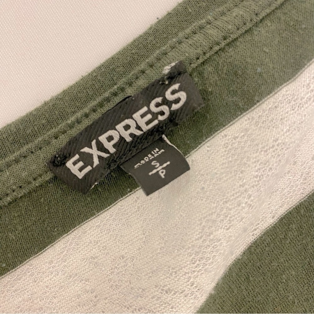 EXPRESS Long Sleeve Shirt- Green and White - Cotton Polyester - Picture 6 of 9